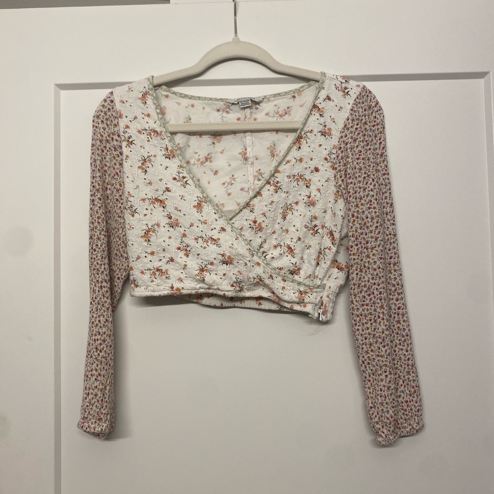 American Eagle Outfitters Floral Wrap Blouse